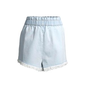 Material Girl NWT Juniors' Elastic Waist Frayed Hem Jean Shorts Light Blue 836